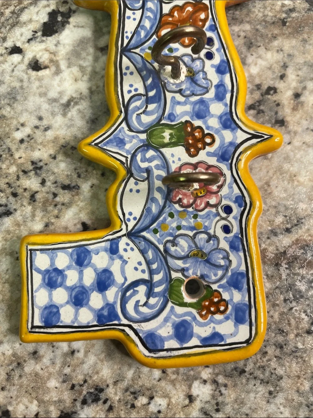 Talavera Ceramic Key Holder Hook – Hand-Made Mexican Wall Decor